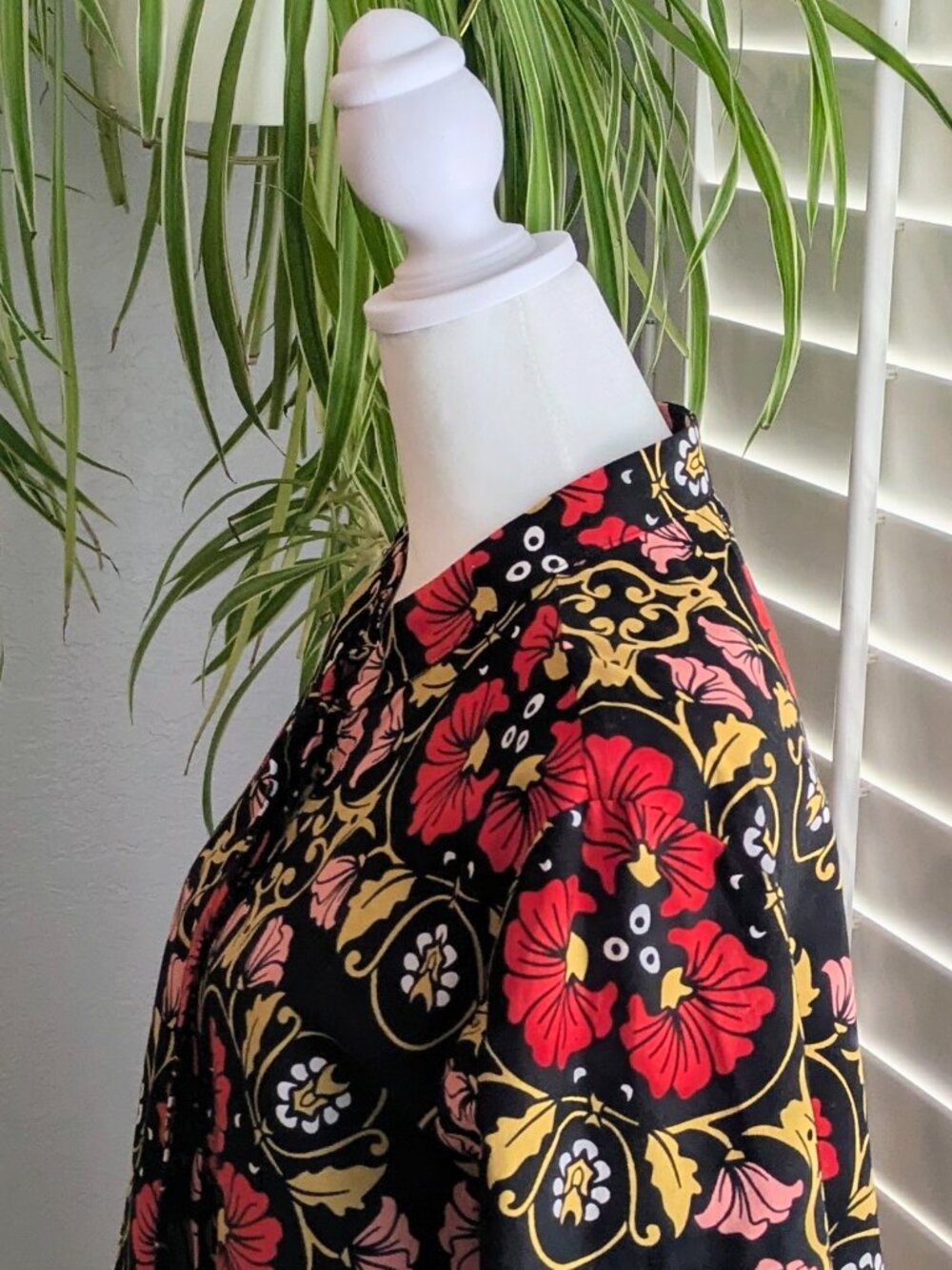 Zuri Red & Gold Cotton Dress Sz L - Picture 2 of 5